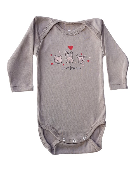 Set 2 body uri cu maneca lunga Alb/Bej  Best frends 6 luni [3]