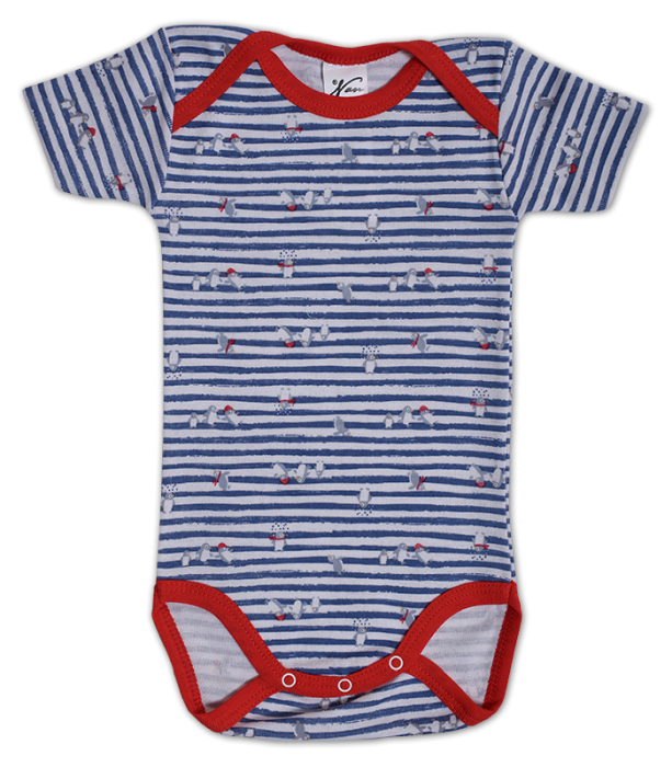 Set 2 body uri cu maneca lunga alb/rosu Pinguini 2 ani [2]