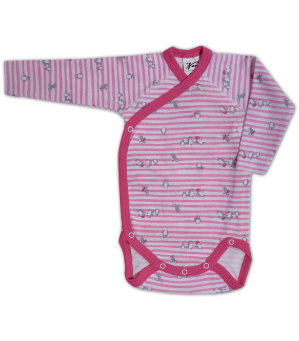 Set 2 body uri cu maneca lunga Alb/roz Pinguini 6 luni [2]