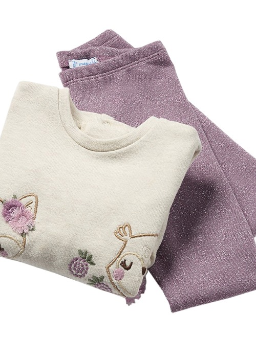 Set 2 piese - Bluza cu volane + Pantaloni cu sclipici- Mayoral   36 luni [2]