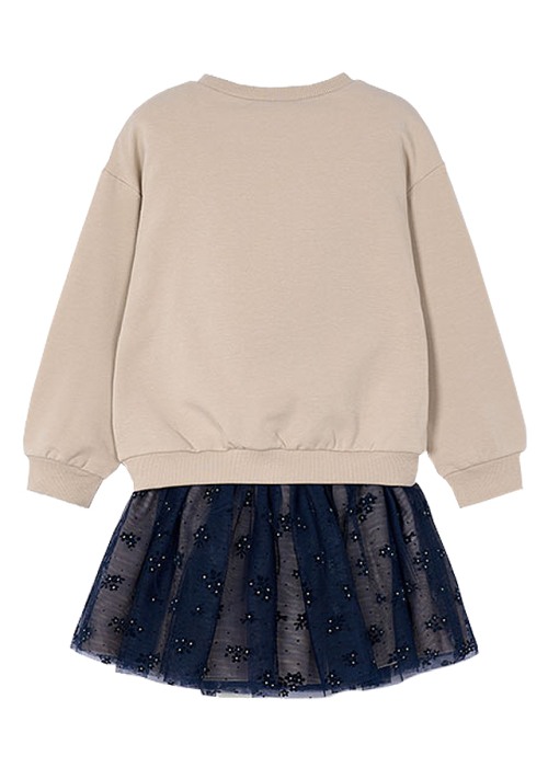 Set 2 piese - Bluza + Fusta tul - bej / bleumarin [2]