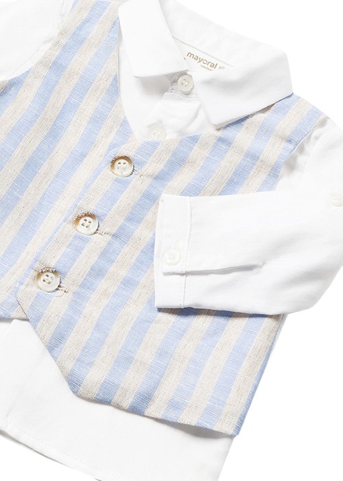 Set 2 piese din in pentru nou-nascut, baiat - Bleu - Mayoral  18 luni [3]