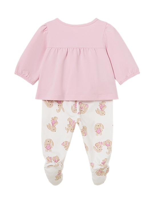 Set 2 piese Iepurasi roz - Bluza + Pantaloni cu botosi - Mayoral 4-6 luni (70 cm) [2]