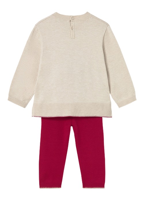 Set 2 piese - Pulover + pantaloni tricotati - bej/rosu - Mayoral   4 ani [2]