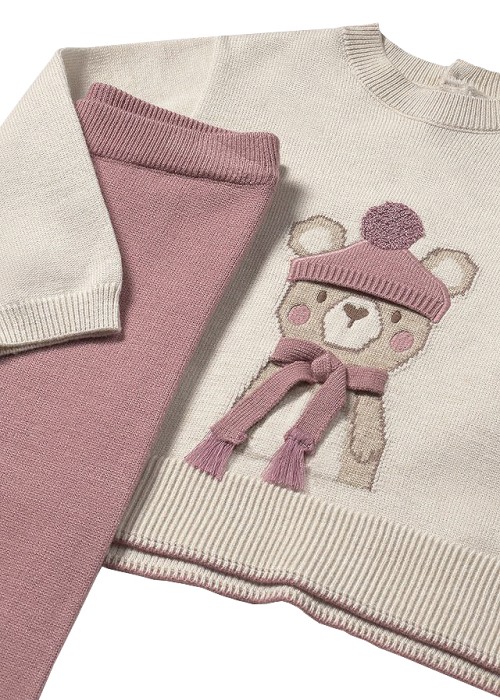 Set 2 piese - Pulover + pantaloni tricotati - bej/roz - Mayoral [3]