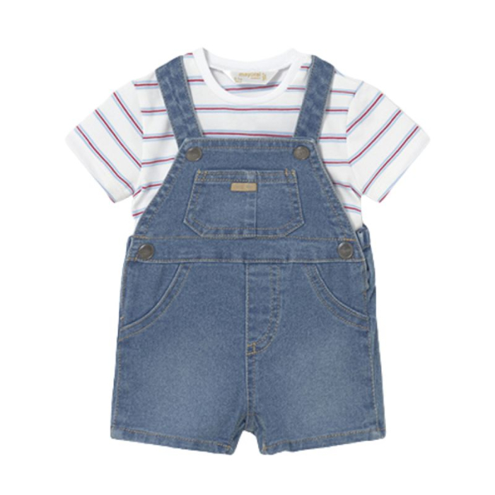 Set 2 piese - Salopeta blugi cu bretele + tricou - Mayoral 12 luni - Copie [2]
