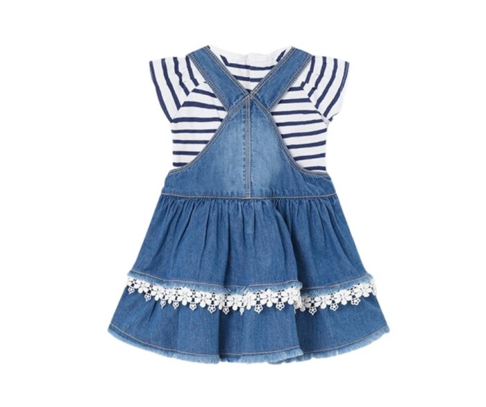 Set 2 piese - Salopeta fusta blugi cu bretele + tricou - Mayoral  2 ani [2]