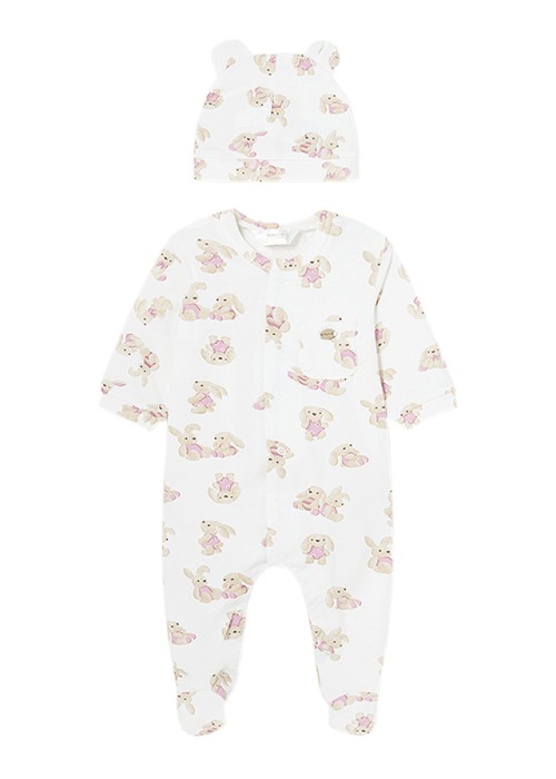 Set 2 piese Salopeta si caciulita  iepurasi roz- Better Cotton- Mayoral  2-4 luni (65 cm) [3]