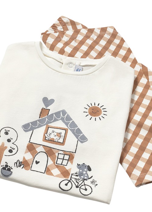 Set 2 piese - Tricou cu volanas+colanti - casuta [3]