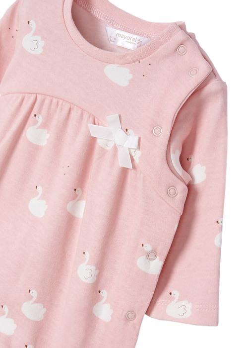 Set 2 salopete (pijamale) ECOFRIENDS - lebede / buline + bavetica - Mayoral 4-6 luni [6]