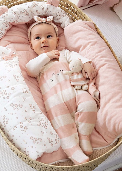 Set 2 salopete (pijamale) - pisicute / dungi + bentita - Mayoral 2-4 luni [5]