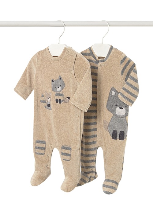 Set 2 salopete (pijamale) plusate - bej/gri - Mayoral [2]