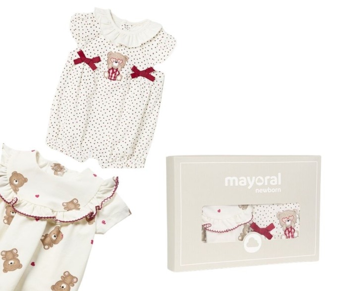 Set 2 salopete (pijamale) scurte din bumbac sustenabil - Mayoral 4-6 luni [5]