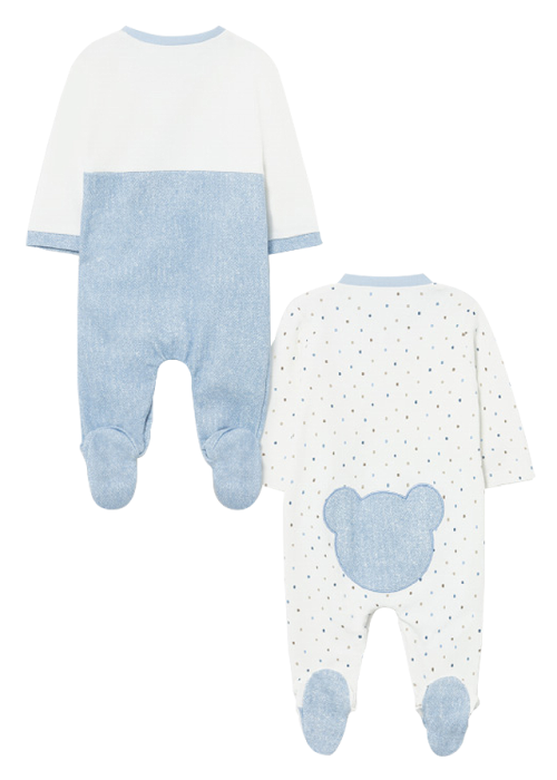 Set 2 salopete (pijamale) - ursulet / buline + bavetica - Mayoral 2-4 luni [3]