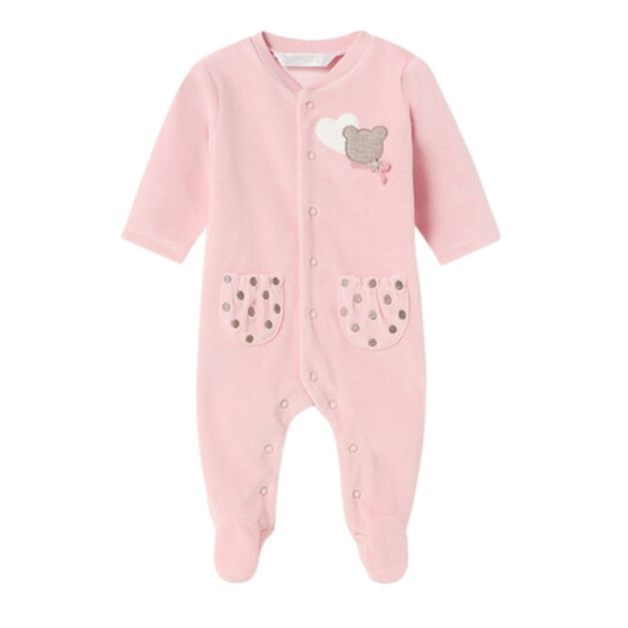 Set 2 salopete (pijamale) Ursuleti/buline de plus bumbac BCI nou-nascut - Mayoral 2-4 luni (65 cm) [2]