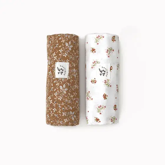 Set 2x paturici muselina Caramel& Flowers - Buva [2]