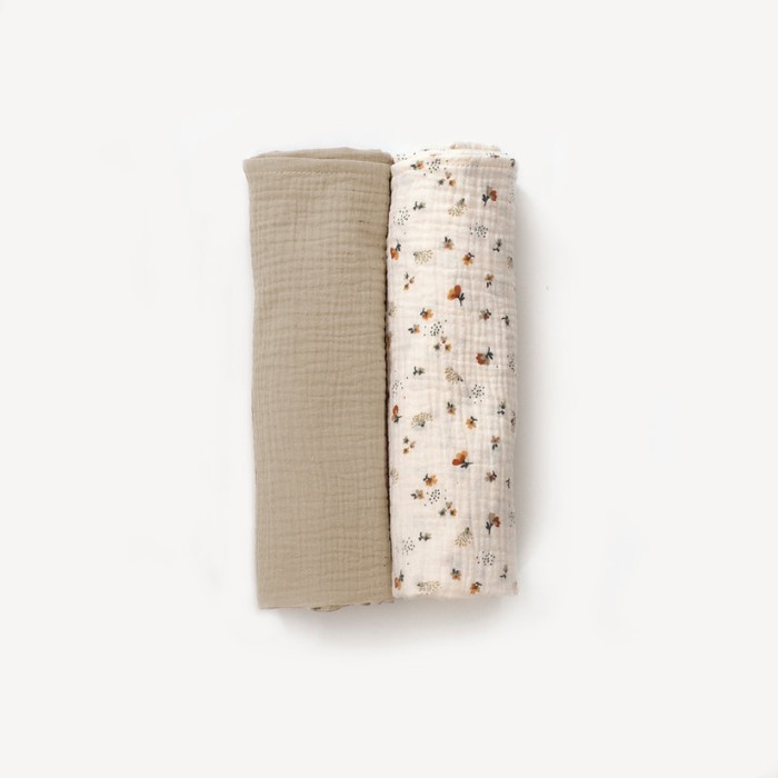 Set 2x paturici muselina Linen& Flowers - Buva [2]