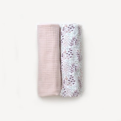 Set 2x paturici muselina Pink& Flowers - Buva [6]