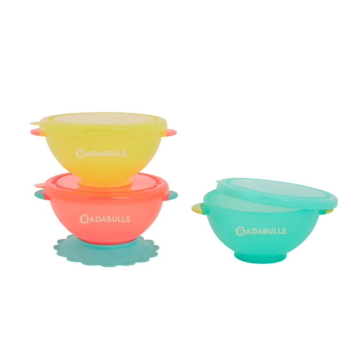 Set 3 boluri colorate pentru mancare, cu suport inclus [6]