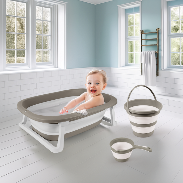 Set 3 in 1 cu cadita pliabila - Gri [5]