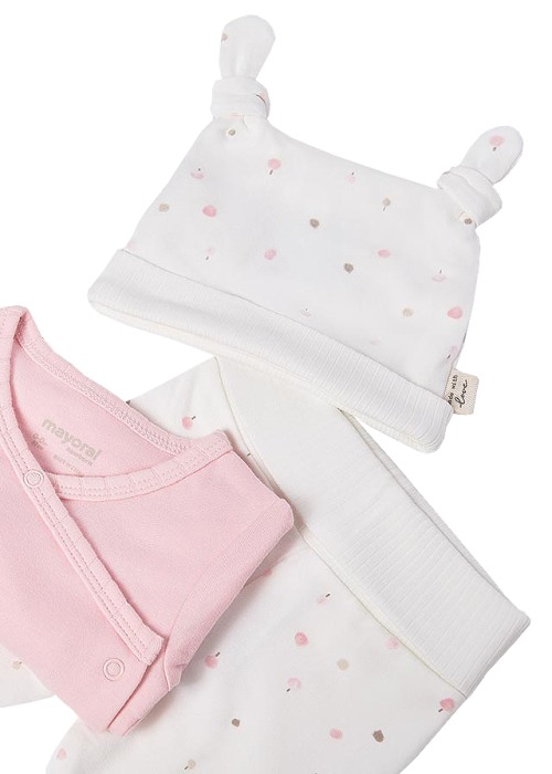 Set 3 piese - Bluza+pantaloni+caciulita - alb/roz - Mayoral  2-4 luni [2]
