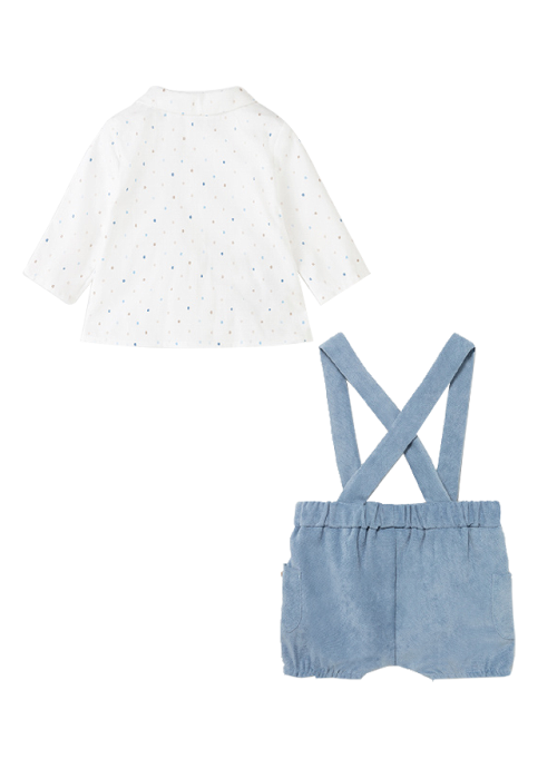 Set 3 piese, camasa + pantaloni scurti cu bretele + ciorapi [2]