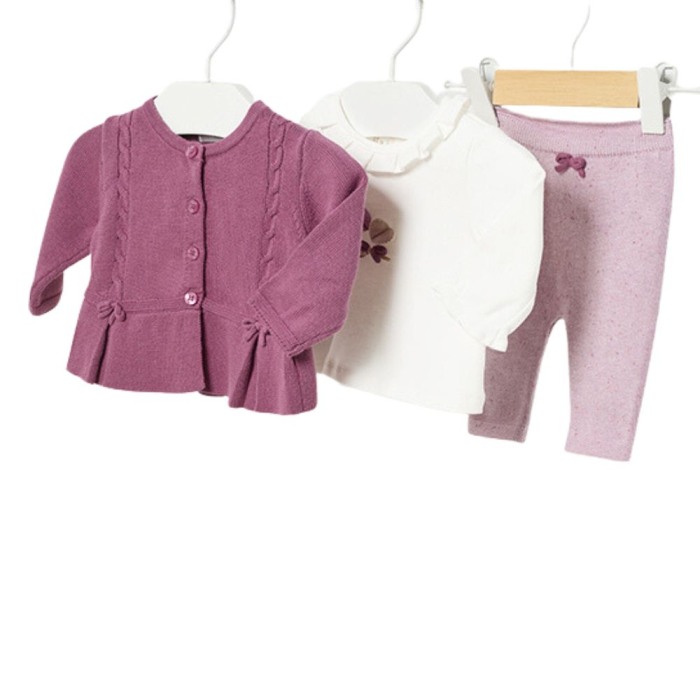 Set 3 piese Magenta tricot bumbac BCI nou-nascut - Mayoral 4-6 luni (70 cm) [2]