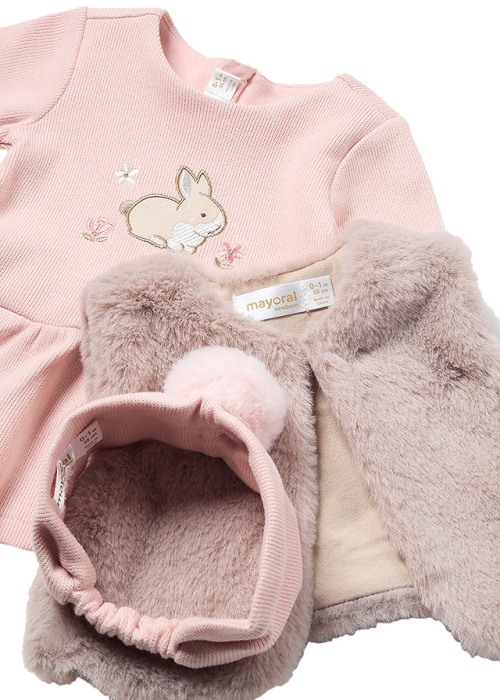 Set 3 piese -  Rochie + vesta blanita + bentita - Mayoral  18 luni [3]