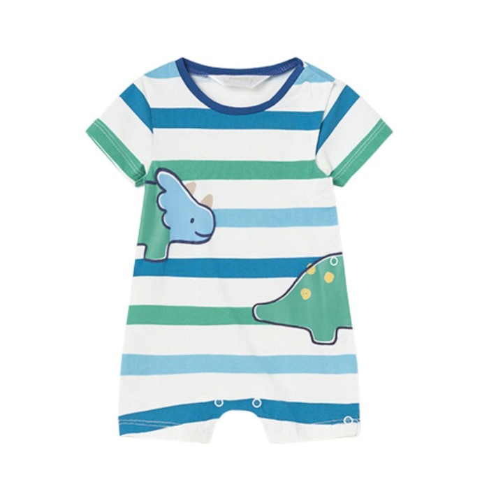 Set 3 salopete  scurte Dino din bumbac sustenabil pentru nou-nascut [2]