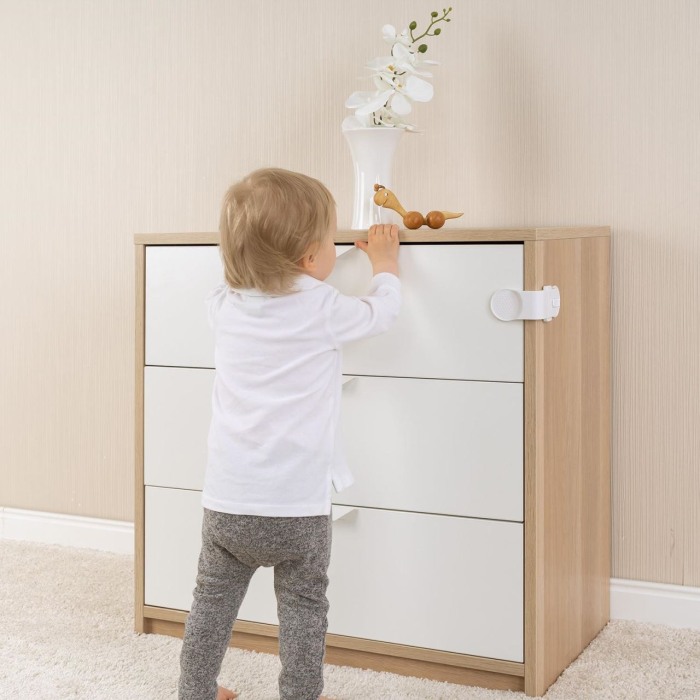 Set 3 sigurante pentru blocare sertare si usi de dulapuri REER 71080 [4]