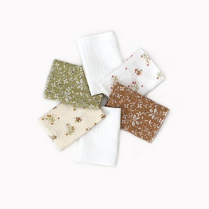 Set 3x batistute muselina Almond, White, Flowers - Buva [6]