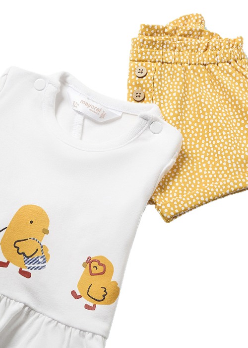 Set 4 piese din Better Cotton pentru nou-nascut, fata - Alb / Galben [5]