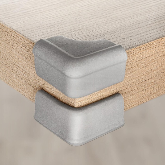 Set 4 protectii de colturi din spuma poliuretan, cu banda adeziva 3M, rezistenta la muscaturi, gri, Reer 82031 [12]