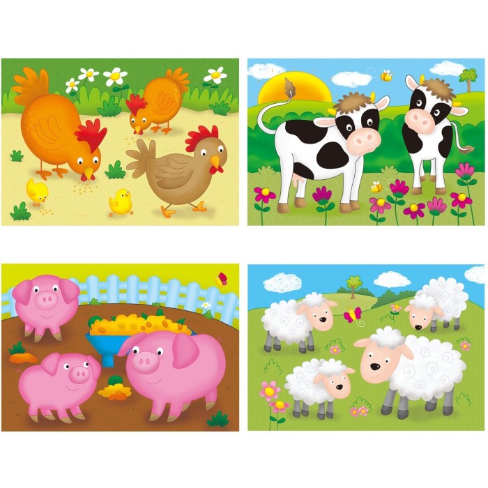 Set 4 puzzle-uri Animale de la ferma (4, 6, 8, 12 piese) [3]