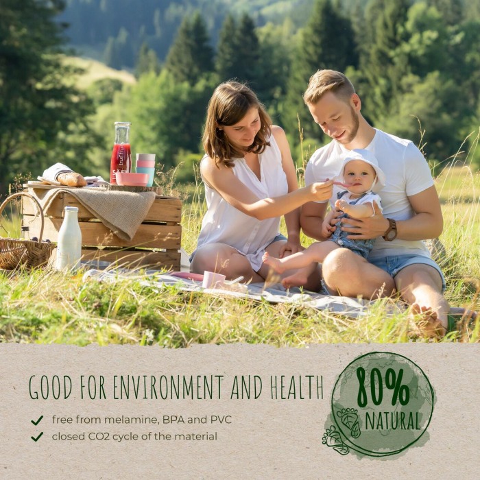 Set 5 piese vesela pentru mancarea copiilor, din materiale naturale, fara BPA, fara melamina, lavabile in masina de spalat vase, Reer Growing 22020 [3]