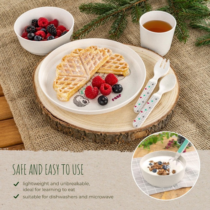 Set 5 piese vesela pentru mancarea copiilor, din materiale naturale, fara BPA, fara melamina, lavabile in masina de spalat vase, Reer Growing 22020 [4]