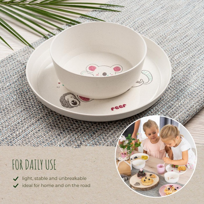 Set 5 piese vesela pentru mancarea copiilor, din materiale naturale, fara BPA, fara melamina, lavabile in masina de spalat vase, Reer Growing 22020 [5]
