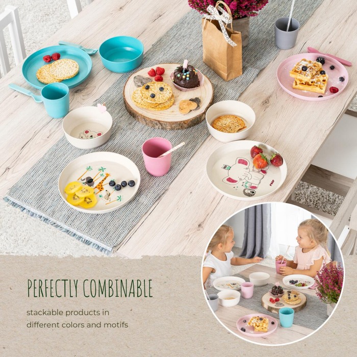 Set 5 piese vesela pentru mancarea copiilor, din materiale naturale, fara BPA, fara melamina, lavabile in masina de spalat vase, Reer Growing 22020 [7]