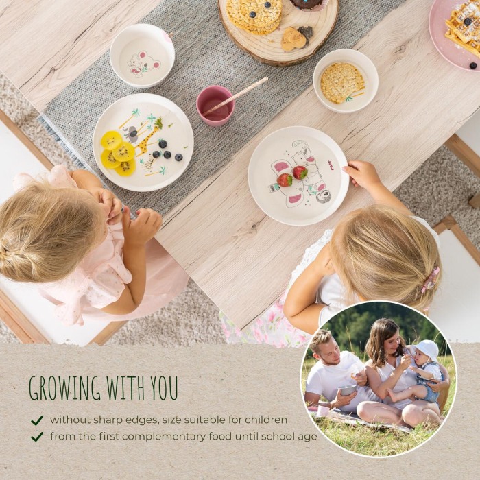Set 5 piese vesela pentru mancarea copiilor, din materiale naturale, fara BPA, fara melamina, lavabile in masina de spalat vase, Reer Growing 22020 [6]