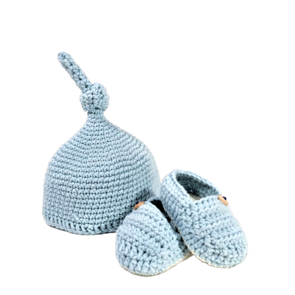 Set - Caciulita cu mot si botosi - Bleu - Maimutzeria Tiarra [2]