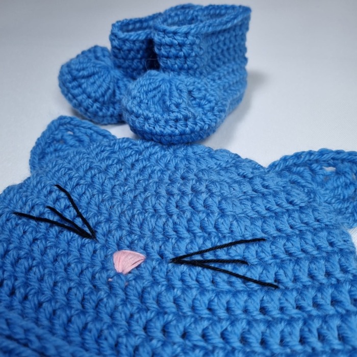 Set Caciulita si botosi - Pisicuta albastra 0-6 luni [2]