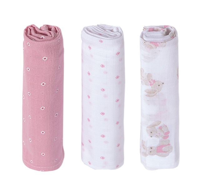 Set cadou - 3 museline iepurasi - roz [2]