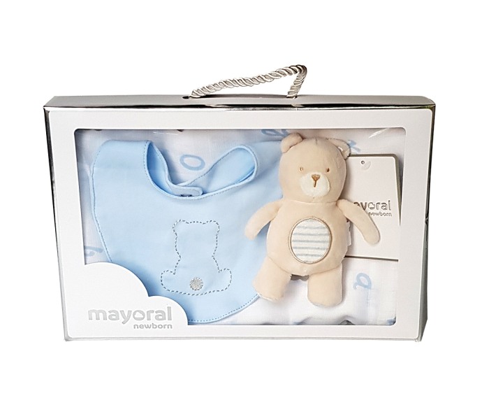 Set cadou - muselina, bavetica si ursulet - bleu [6]