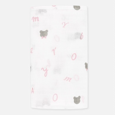 Set cadou - muselina, bavetica si ursulet - roz [3]