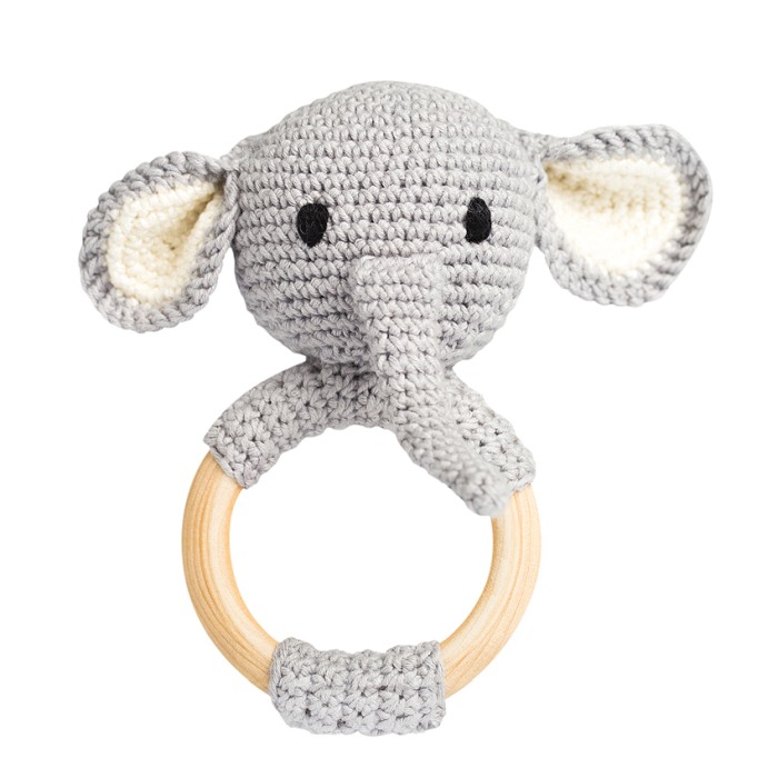 Set jucarii crosetate manual pentru dentitie si suzeta - Elefant - gri - Maimutzeria Tiarra [3]