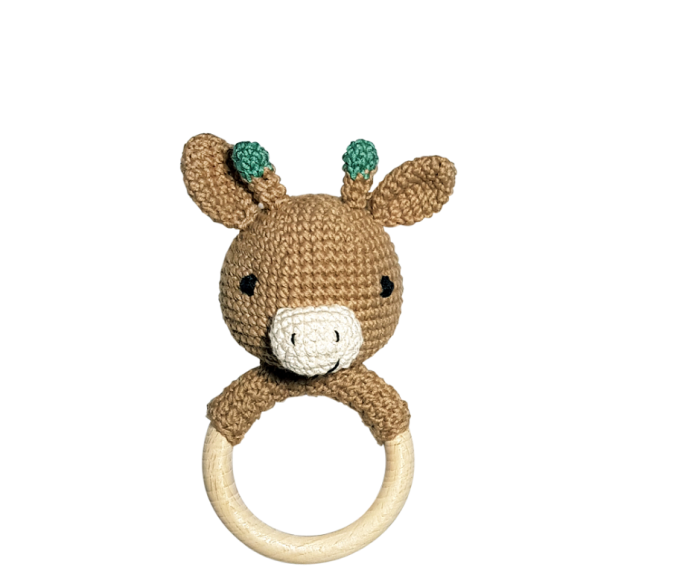 Set jucarii crosetate manual pentru dentitie si suzeta- Girafa - vernil - Maimutzeria Tiarra [3]