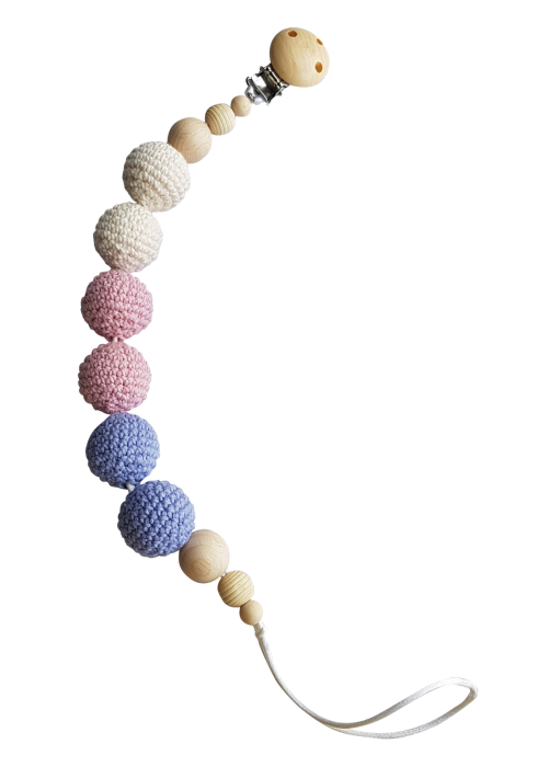 Set jucarii crosetate manual pentru dentitie si suzeta - Ursulet - roz Maimutzeria Tiarra [3]