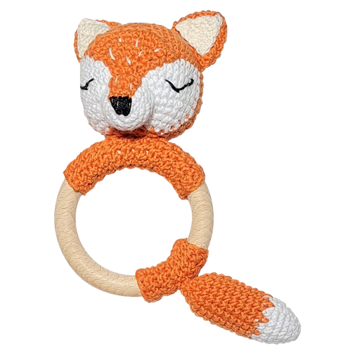 Set jucarii crosetate manual pentru dentitie si suzeta - Vulpita - caramiziu - Maimutzeria Tiarra [2]