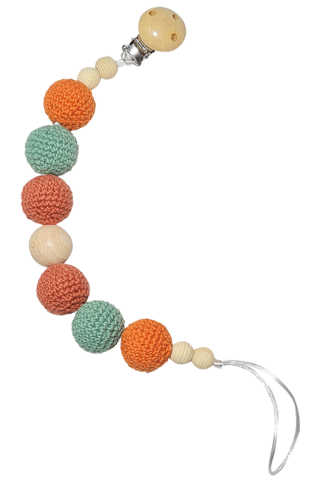 Set jucarii crosetate manual pentru dentitie si suzeta - Vulpita - caramiziu - Maimutzeria Tiarra [3]