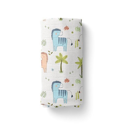 Set paturici/scutece muselina organica Elephants, Hippo, Zebras [5]